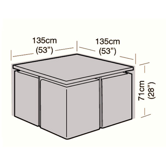 Deluxe - 4 Seater Rattan Cube Set Cover - Large - 135cm