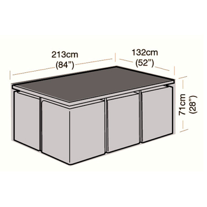 Deluxe - 6 Seater Rectangular Rattan Cube Set Cover - 213cm