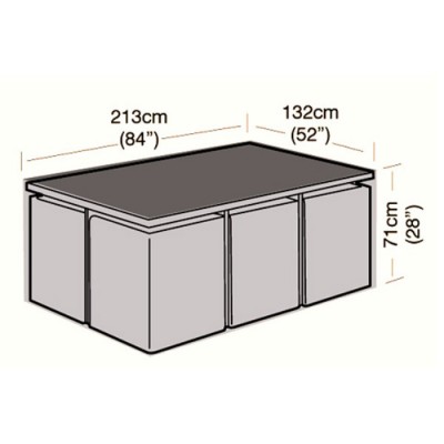 Deluxe - 6 Seater Rectangular Rattan Cube Set Cover - 213cm