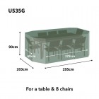 Ultimate Protector Rectangular Patio Set Cover - 8 Seat - Green