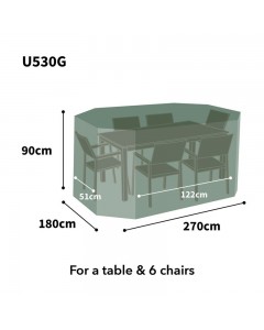 Ultimate Protector Rectangular Patio Set Cover - 6 Seat - Green