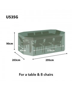 Ultimate Protector Rectangular Patio Set Cover - 8 Seat - Green